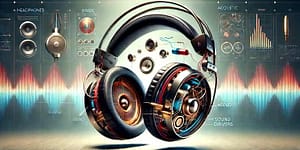 Artist's cutaway impression of a pair of modern headphones anatomy of headphones
