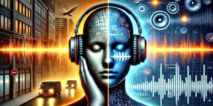 An artistic depiction of how noise cancelling works